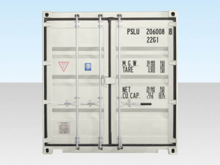 20ft shipping container white RAL 9003 side view