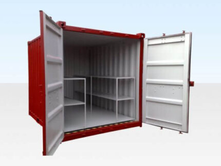 8ft flat floor bunded store doors open interior