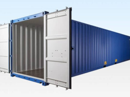 40ft shipping container blue RAL 5013 double doors detail