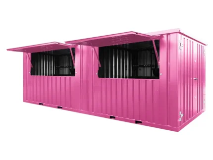 20 FOOT PINK CONTAINER BAR – IDEAL FOR MOBILE BUSINESSES & OUTDOOR BARS
